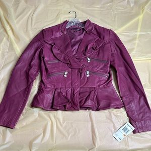 Members Only Magenta Leather Jacket